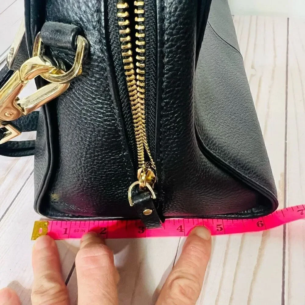 Kate Spade Grey Street Dominique Black Leather Satchel Purse Gold Hardware Tasse